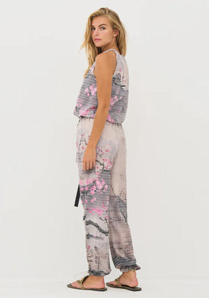 Nu Denmark Dell Cherry Blossom Print Trousers, Grey Multi