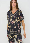 NU Denmark Cara Floral Blouse, Black Multi