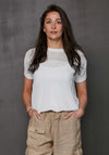 Nu Denmark Stretch Knit Text Panel Top, White