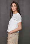 Nu Denmark Stretch Knit Text Panel Top, White