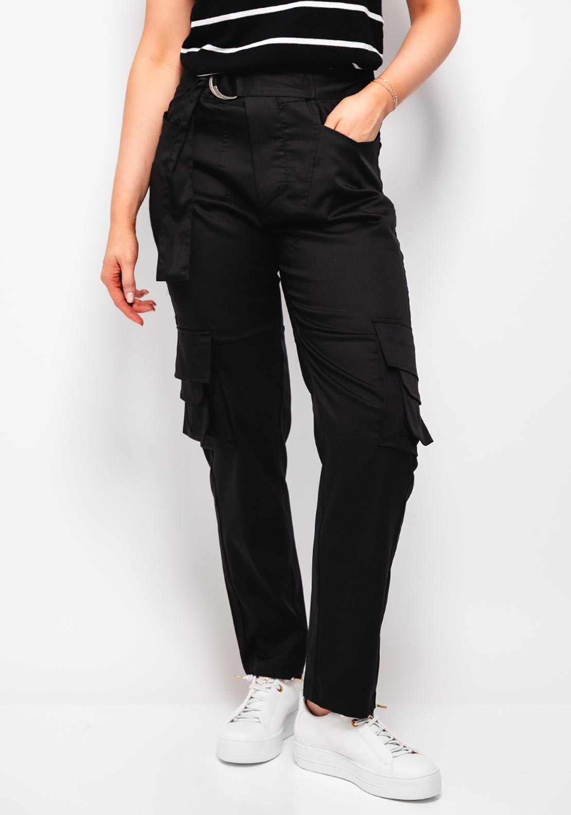 Nu Denmark Ytta Straight Leg Cargo Trousers, Black