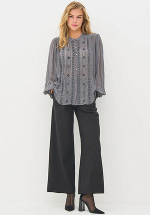 Nu Denmark Bea Beaded Embellished Shirt, Grey