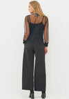 NU Demark Bitten Sequin Mesh Sleeve Top, Black