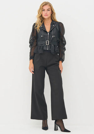 Nu Denmark Bitta Organza Faux Leather Jacket, Black