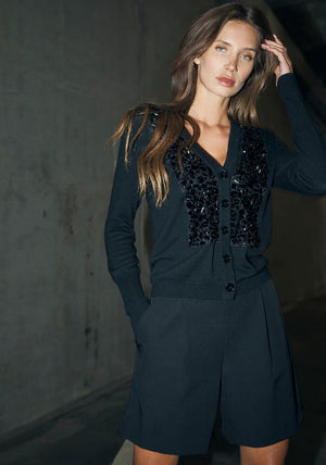 Nu Denmark Betina Gem Embellished Cardigan, Black