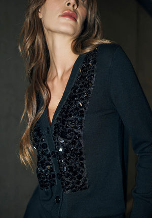 Nu Denmark Betina Gem Embellished Cardigan, Black