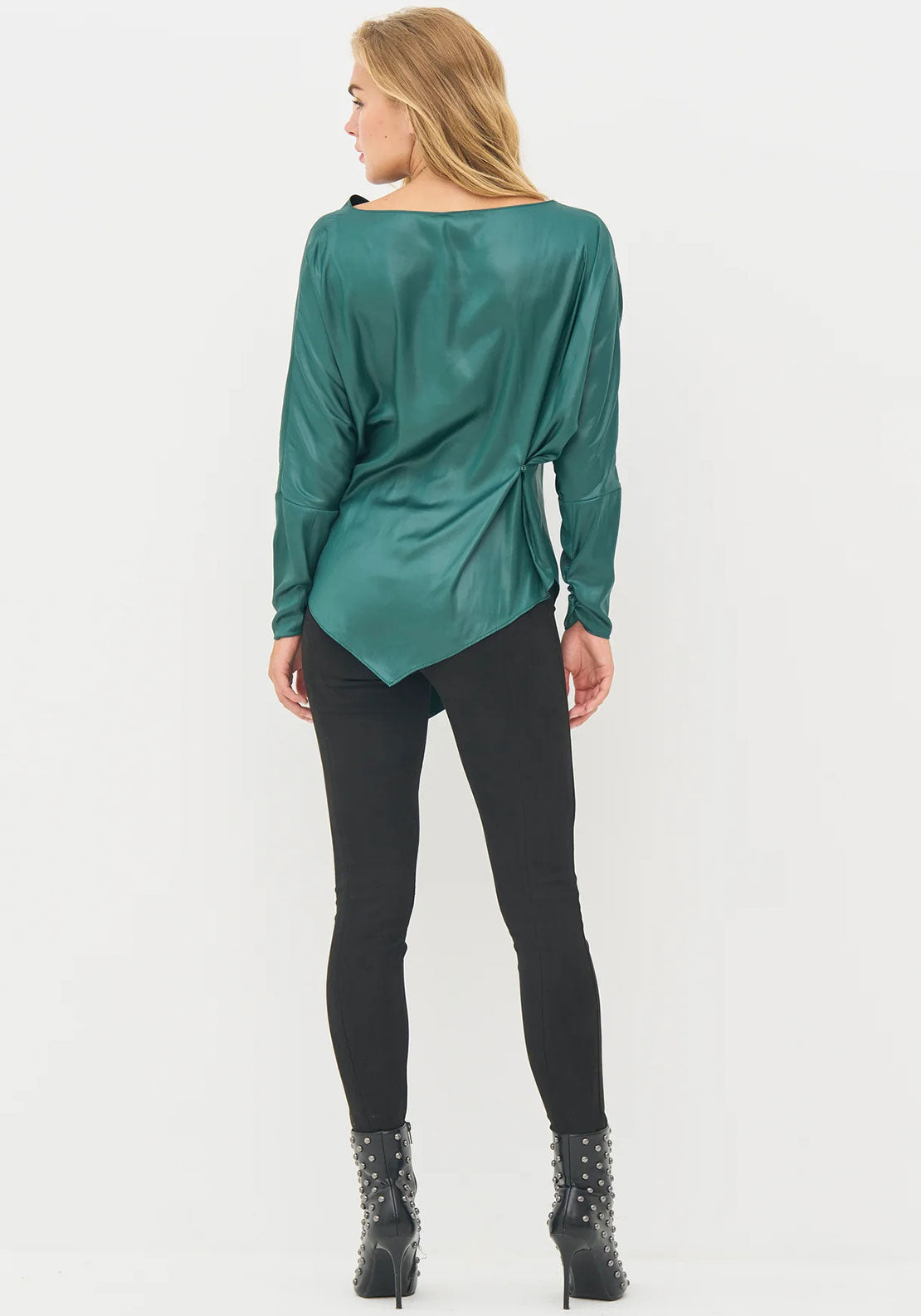 Nu Denmark Boel Ruched Silky Top, Green