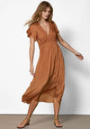 Nu Denmark Zille Silk Blend Midi Dress, Tan