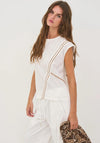 Nu Denmark Doa Mesh Contrast Panel Top, White