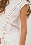 Nu Denmark Doa Mesh Contrast Panel Top, White