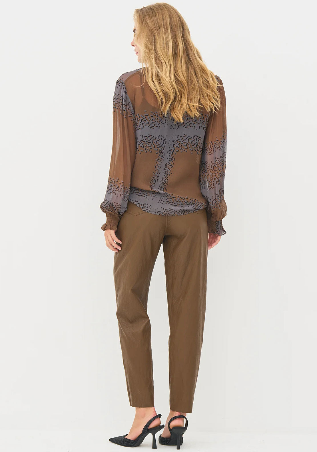 Nu Denmark Bella Faux Leather Trousers, Brown