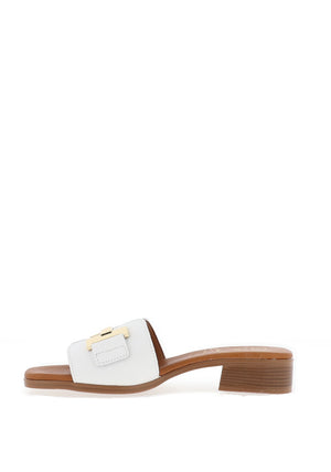 Oh My Sandals Low Heel Mule Sandals, White