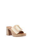 Oh My Sandals Heeled Mule Leather Sandals, Natural Mix