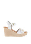 Oh My Sandals Woven Wedge Leather Sandals, White