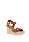 Oh My Sandals Woven Wedge Leather Sandals, Brown
