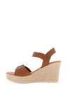 Oh My Sandals Woven Wedge Leather Sandals, Brown