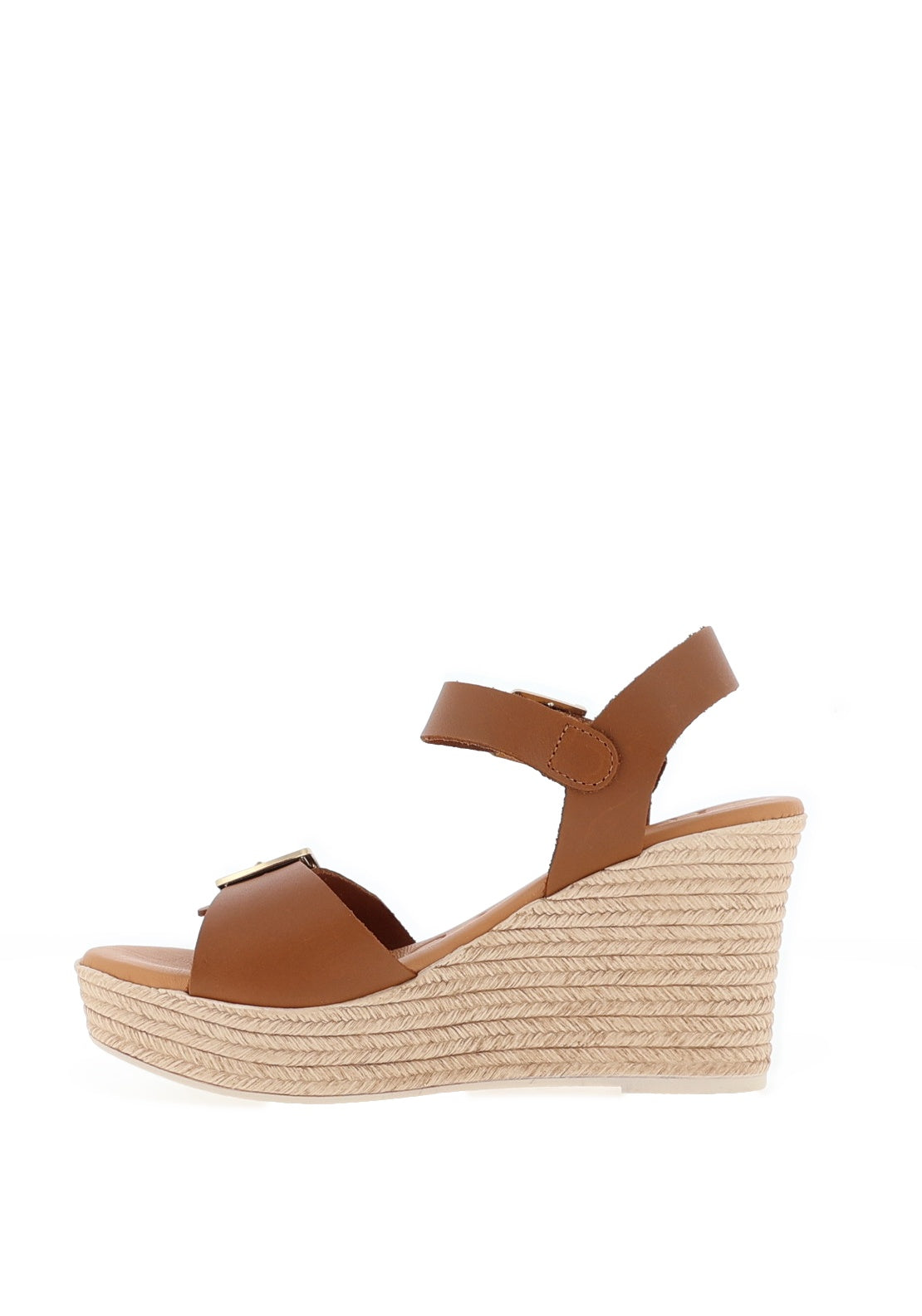 Oh My Sandals Woven Wedge Leather Sandals, Brown