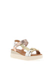 Oh My Sandals Velcro Chunky Link Sandals, Metallic Combi