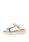Oh My Sandals Velcro Chunky Link Sandals, Metallic Combi