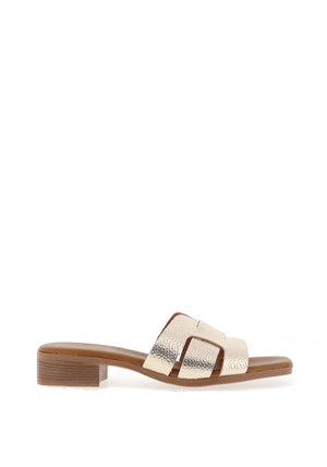 Oh My Sandals Woven Leather Mule Sandals, Champagne
