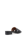 Oh My Sandals Woven Leather Mule Sandals, Black