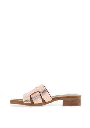 Oh My Sandals Woven Leather Mule Sandals, Rose Gold