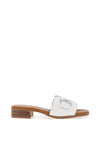 Oh My Sandals Leather Low Heel Mule Sandals, White
