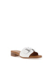 Oh My Sandals Leather Low Heel Mule Sandals, White