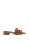 Oh My Sandals Leather Low Heel Mule Sandals, Tan