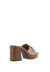 Oh My Sandals Pebbled Leather Link Detail Mule High Heels, Bronze