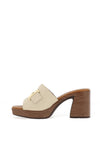 Oh My Sandals Pebbled Leather Link Detail Mule High Heels, Ice