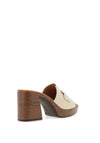 Oh My Sandals Pebbled Leather Link Detail Mule High Heels, Ice