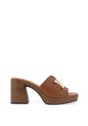 Oh My Sandals Pebbled Leather Link Detail Mule High Heels, Tan