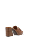 Oh My Sandals Pebbled Leather Link Detail Mule High Heels, Tan