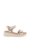 Oh My Sandals Pebbled Leather Velcro Strap Sandals, Champagne