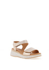Oh My Sandals Pebbled Leather Velcro Strap Sandals, Champagne