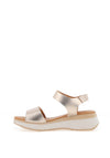 Oh My Sandals Pebbled Leather Velcro Strap Sandals, Champagne