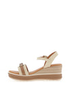 Oh My Sandals Pebbled Leather Buckle Detail Wedge Sandals, Ice