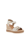 Oh My Sandals Smooth Leather Buckle Wedge Sandals, Ice