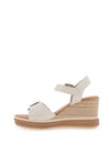 Oh My Sandals Smooth Leather Buckle Wedge Sandals, Ice
