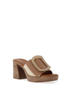 Oh My Sandals Heeled Mule Leather Sandals, Taupe