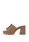 Oh My Sandals Heeled Mule Leather Sandals, Taupe