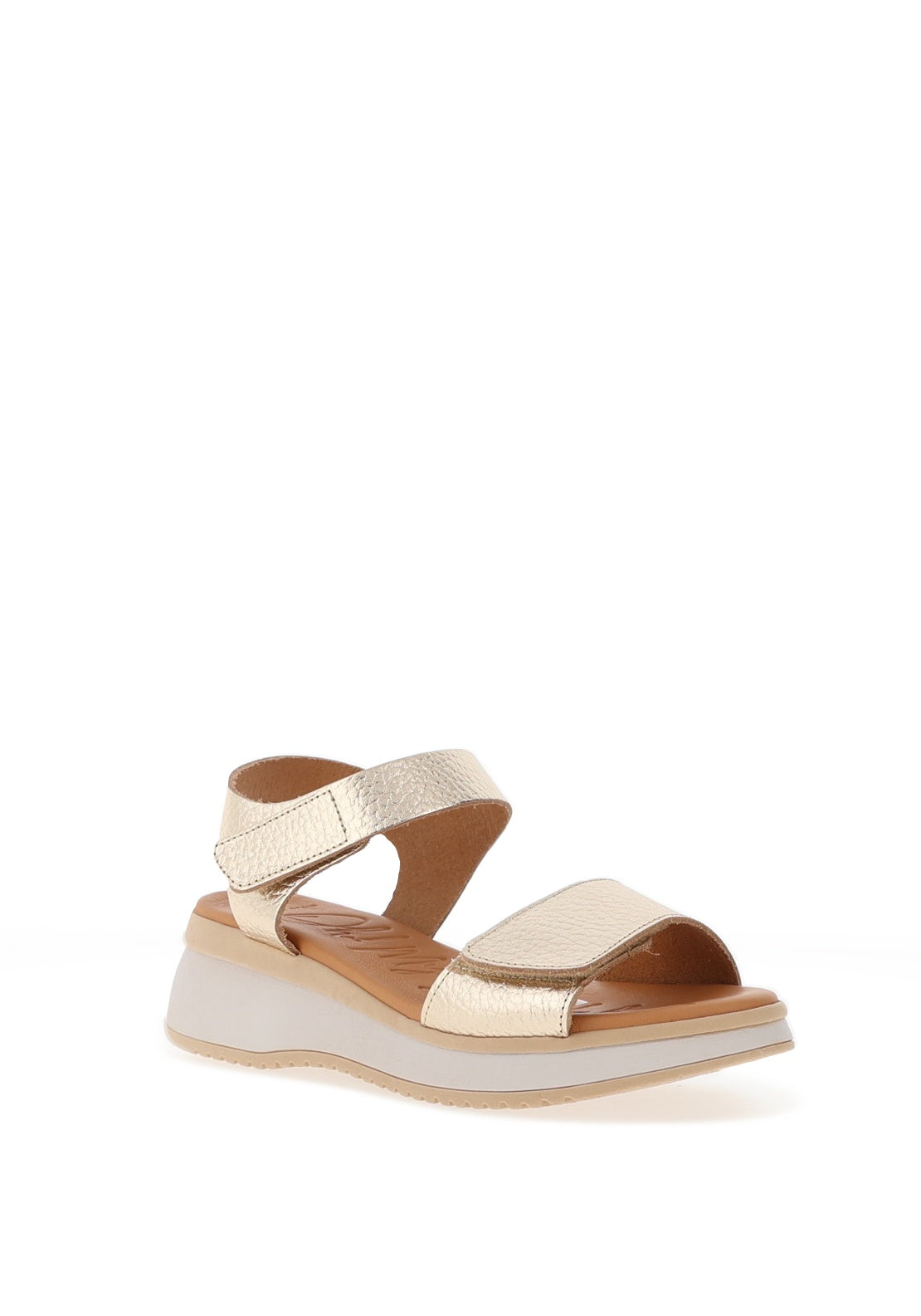 Oh My Sandals Pebbled Leather Sandals, Champagne