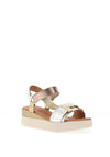 Oh My Sandals Pebbled Leather T-Bar Sandals, Gold Mix