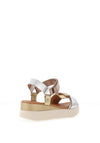 Oh My Sandals Pebbled Leather T-Bar Sandals, Gold Mix