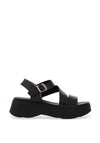 Oh My Sandals Leather Multi Platform Strap Sandals, Black