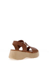 Oh My Sandals Leather Multi Platform Strap Sandals, Brown