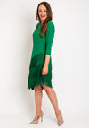 Olimara Tiered Fringe Tassel Skirt Knee Length Dress, Green
