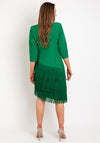 Olimara Tiered Fringe Tassel Skirt Knee Length Dress, Green