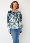 Olsen Animal Print With Rhinestone Detail Jumper, Green Multi